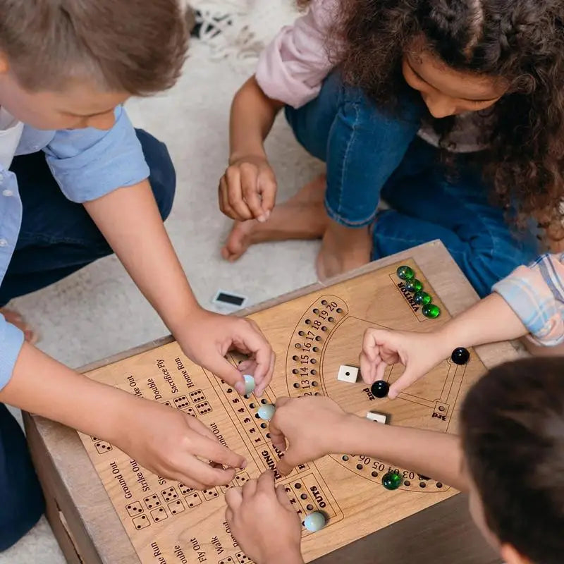 Baseball Dice and Marble Board Game Wooden