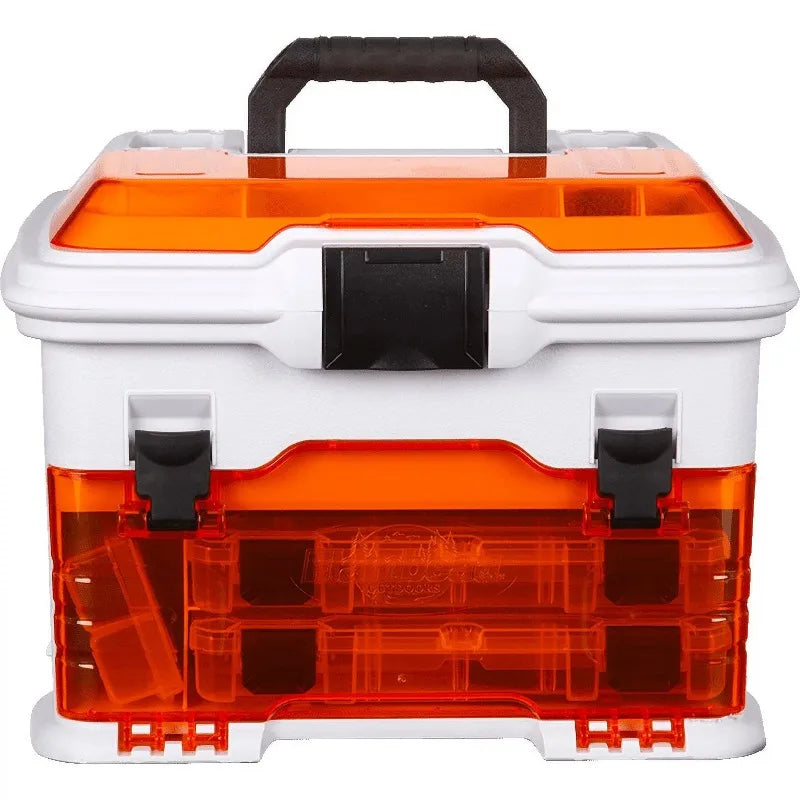 Fishing Tackle Box, White, Orange, Plastic