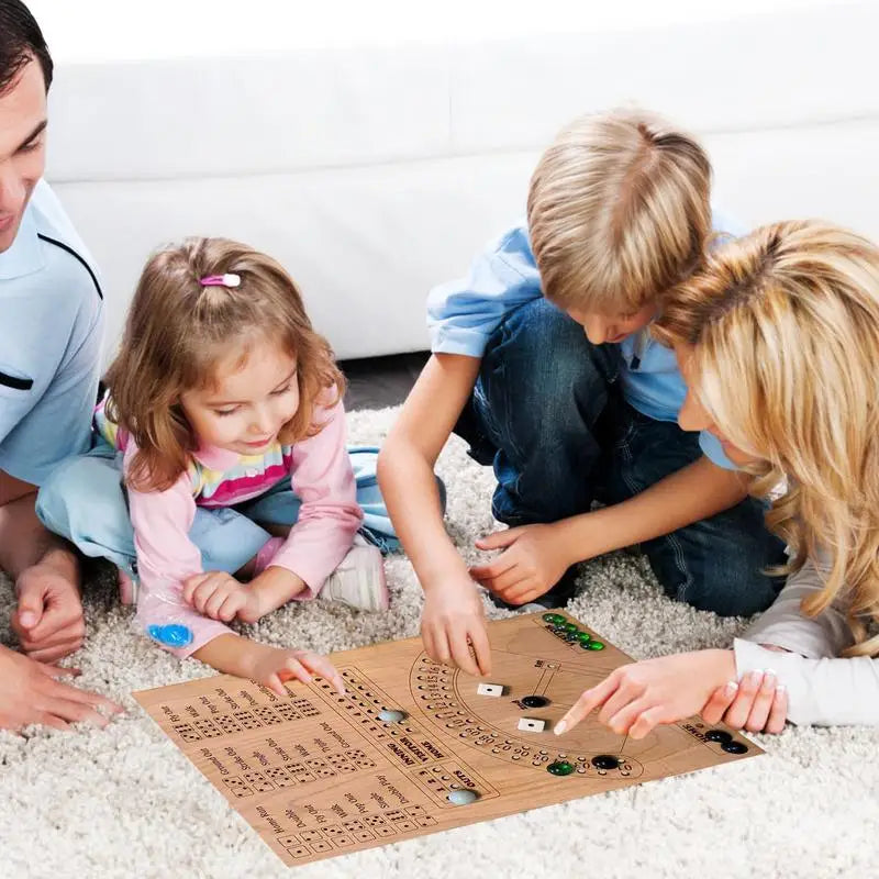 Baseball Dice and Marble Board Game Wooden