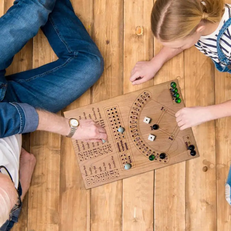 Baseball Dice and Marble Board Game Wooden