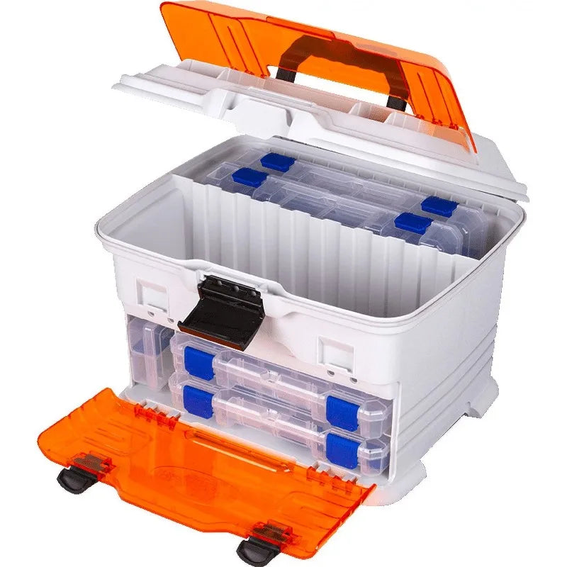 Fishing Tackle Box, White, Orange, Plastic