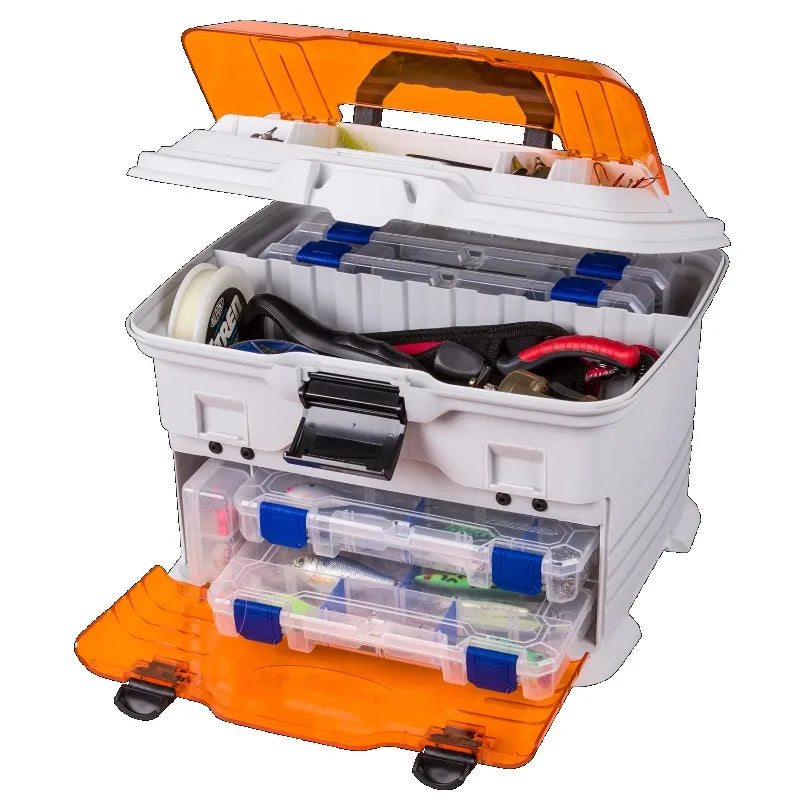 Fishing Tackle Box, White, Orange, Plastic