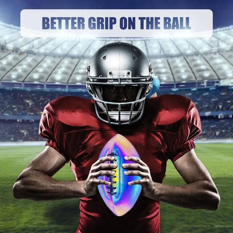 Reflective Ball Fluorescent Luminous Reflective Ball PU Leather Balls Light Up Reflective American Football Toy Gifts