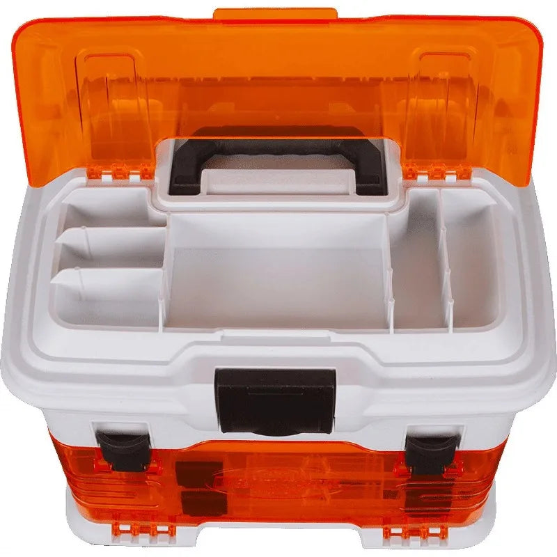 Fishing Tackle Box, White, Orange, Plastic