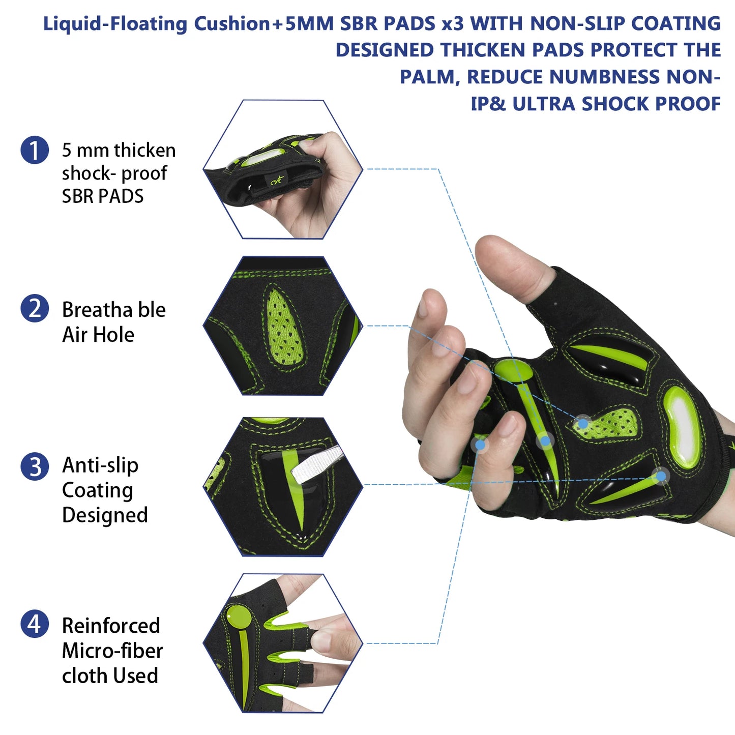 Bike Gloves Liquid Gel Pad Bicycle Gloves