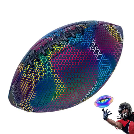 Reflective Ball Fluorescent Luminous Reflective Ball PU Leather Balls Light Up Reflective American Football Toy Gifts