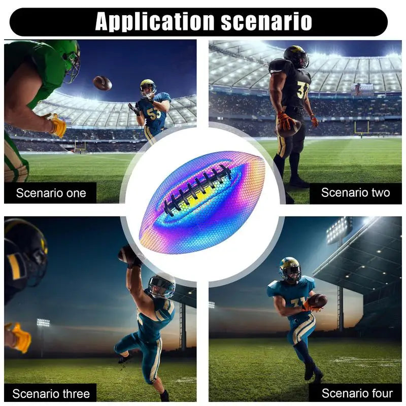 Reflective Ball Fluorescent Luminous Reflective Ball PU Leather Balls Light Up Reflective American Football Toy Gifts