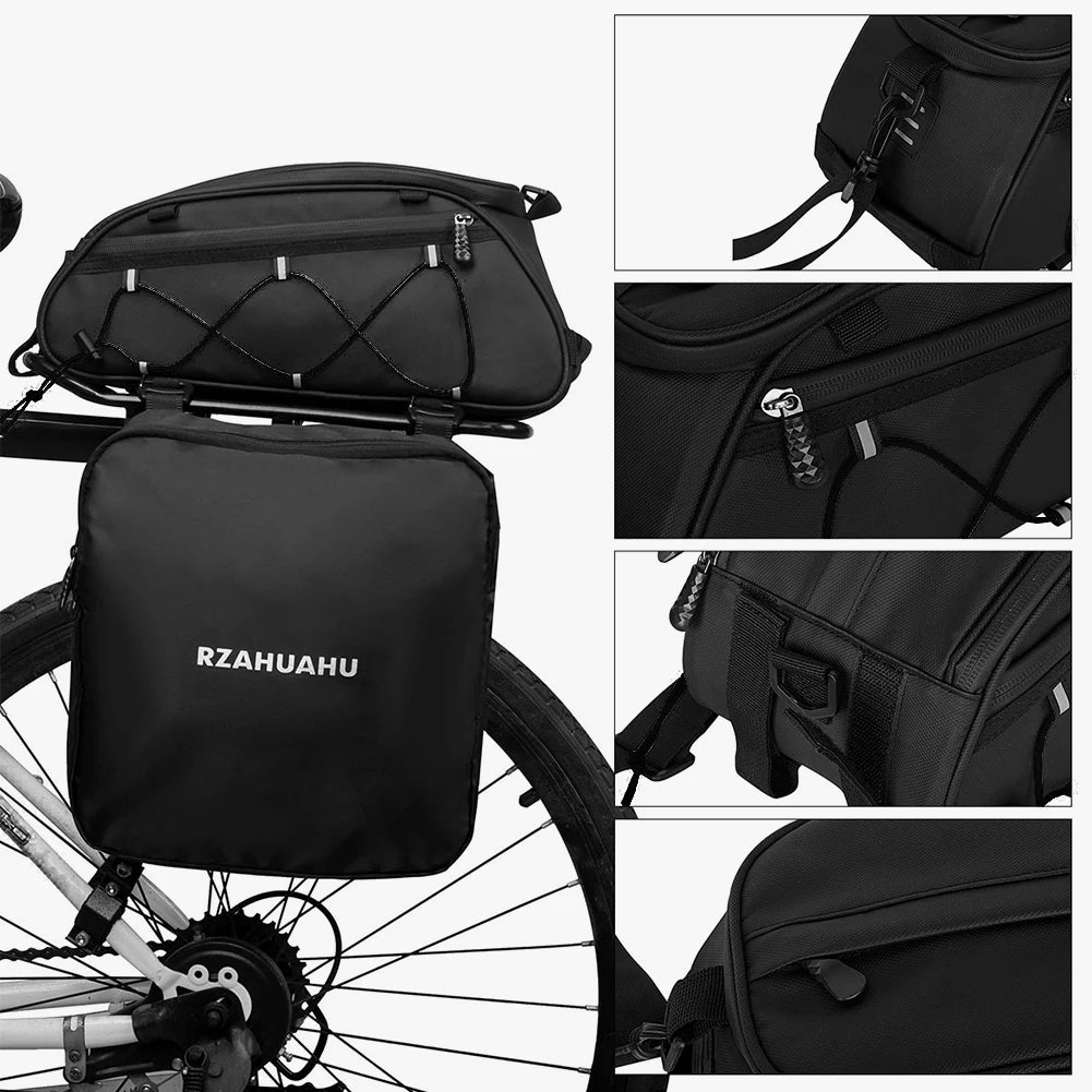 Waterproof Bike Pannier Rack Bag Multiple Pockets