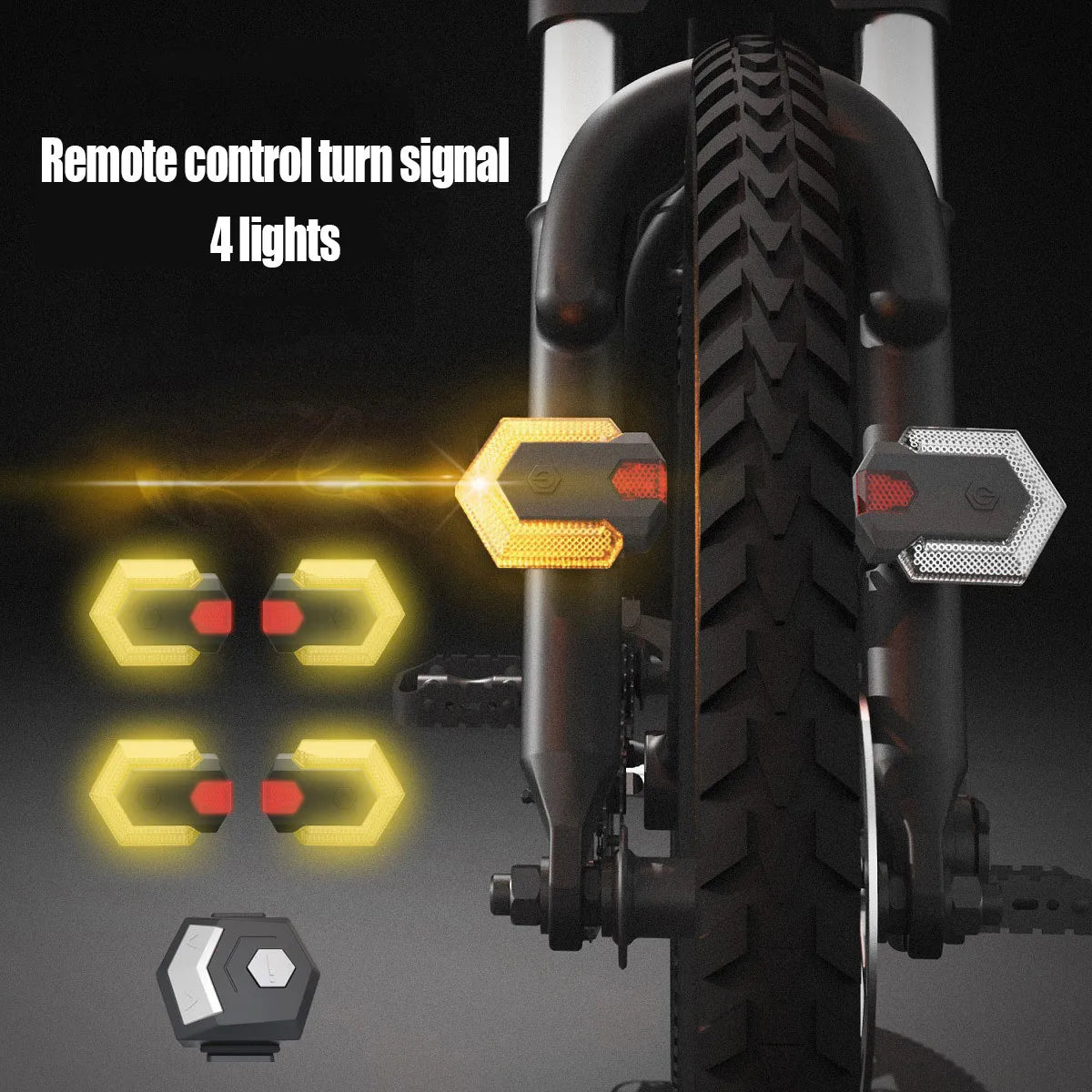 ZK30 Set Turn Signals bicycle Front Rear Light Smart Remote Control Bike Light Cycling Safety Warning Taillight Electric scooter