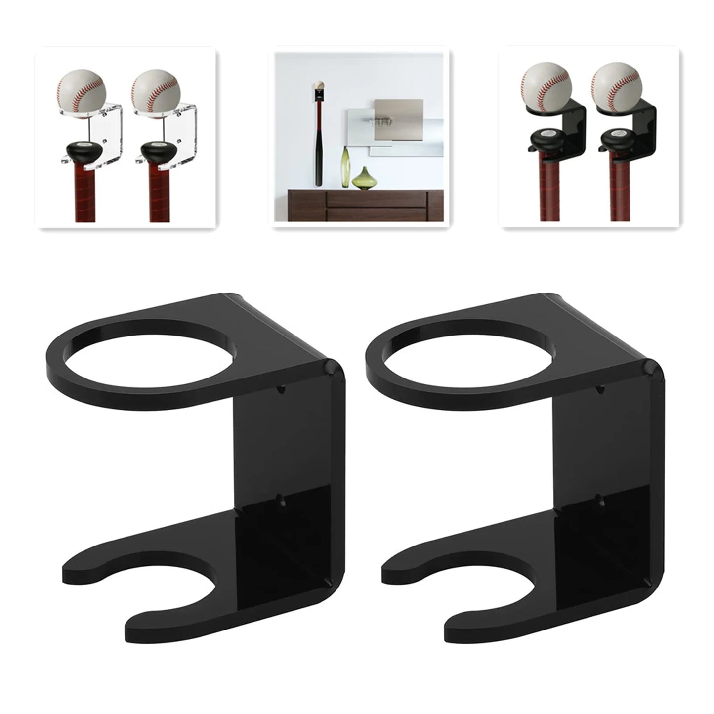 2pcs Acrylic Baseball Bat Wall Mount