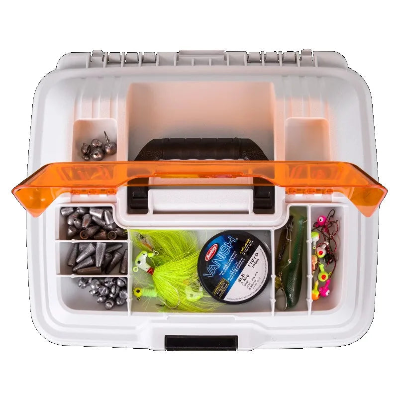 Fishing Tackle Box, White, Orange, Plastic